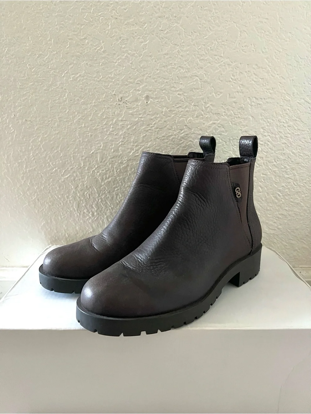 Dark Brown Leather Lug Sole Chelsea Boots